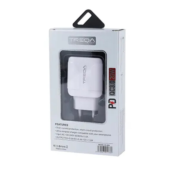 Cargador De Ular Treqa 2 Salidas Usb Y Usb Tipo-c CARGADOR TREQA TIPO C 25W CD 222 BLANCO