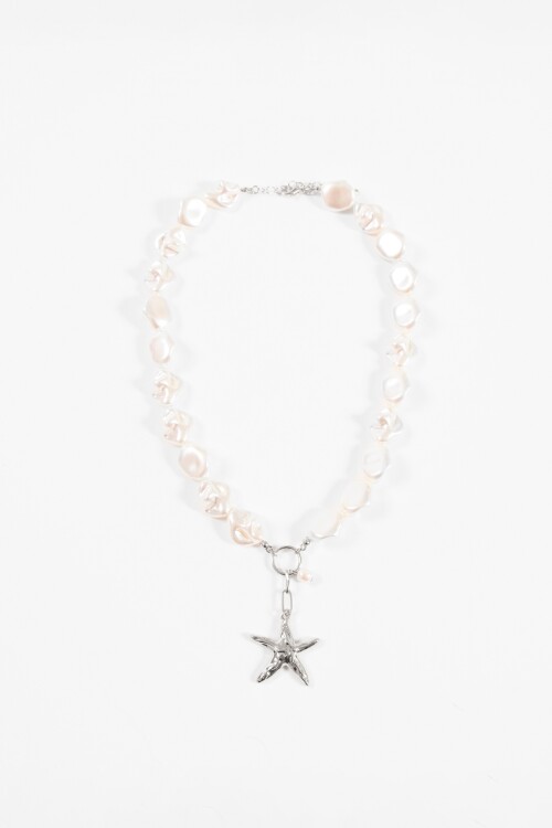 Collar estrella mar plateado