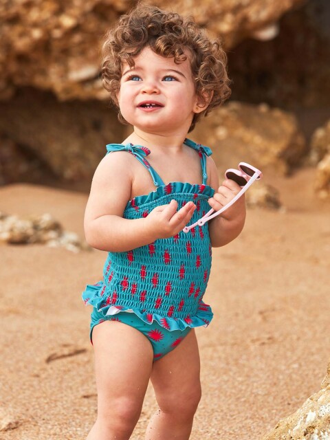 Bañador Smock De Soles Azul Claro