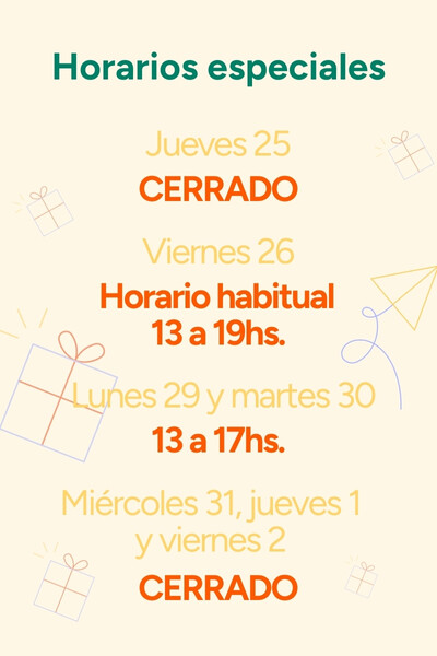 Horarios especiales