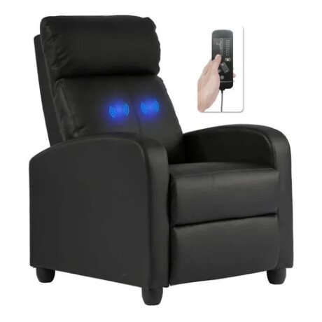 Sillon reclinable 1 cuerpo con masajeador y calefaccion Negro
