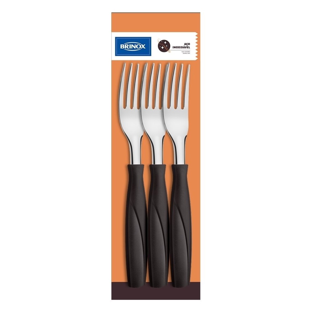 SET 3 TENEDORES MESA 19CM ITAPARICA NEGRO BRINOX 