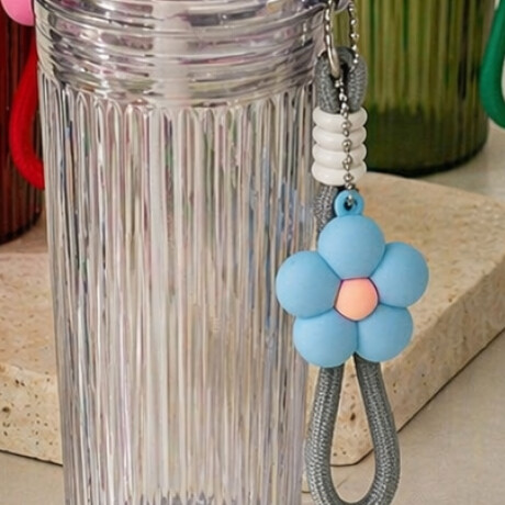 Vaso acrílico con sorbito y colgante flor 750ml Transparente