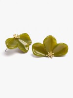 Pendientes Media Flor De Resina verde