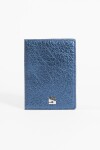 Cubre pasaporte metalizado azul