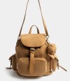 Mochila Solapa Corderoy Chocolate Marron Camel