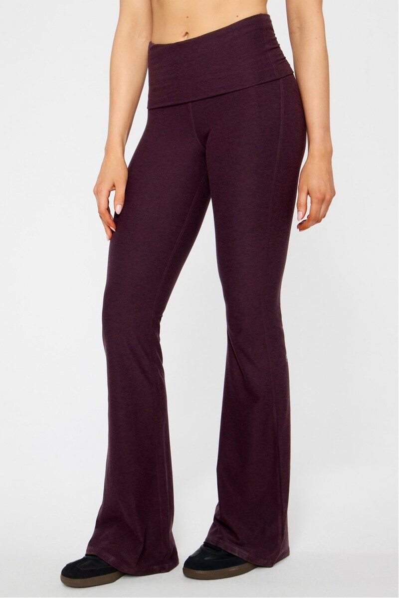 Leggings Flare Cloud Jersey Foldover Mujer - Oxblood Heather 