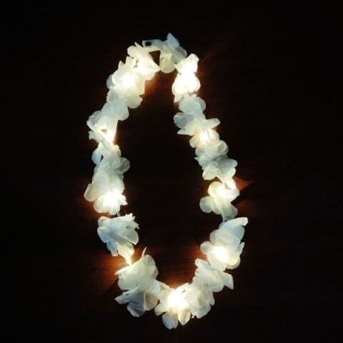 Collar Hawaiano Con Luz Liso Blanco