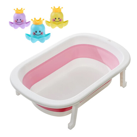 Set Baño Bebé con Bañera Plegable + Juego de Agua 3 Pulpos Rosa