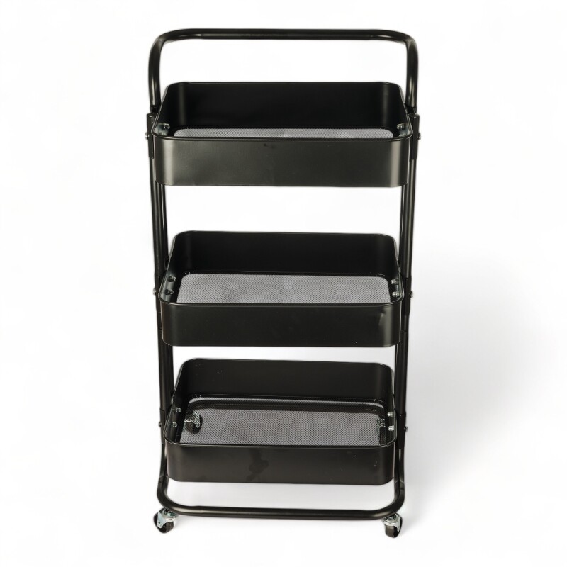 Carrito Rack Multiusos Organizador 3 Estantes 100% Metal Negro