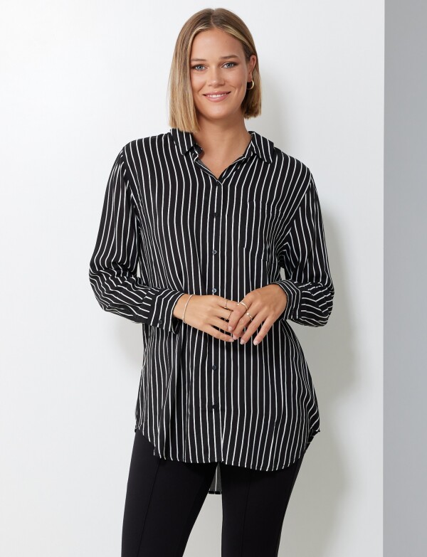 Camisa Lineas NEGRO/BLANCO