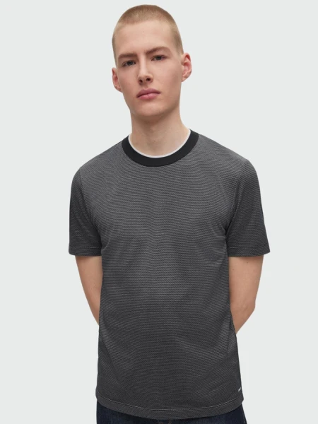 BOSS -Remera de algodón y seda slim fit, T-Tribel 66 0