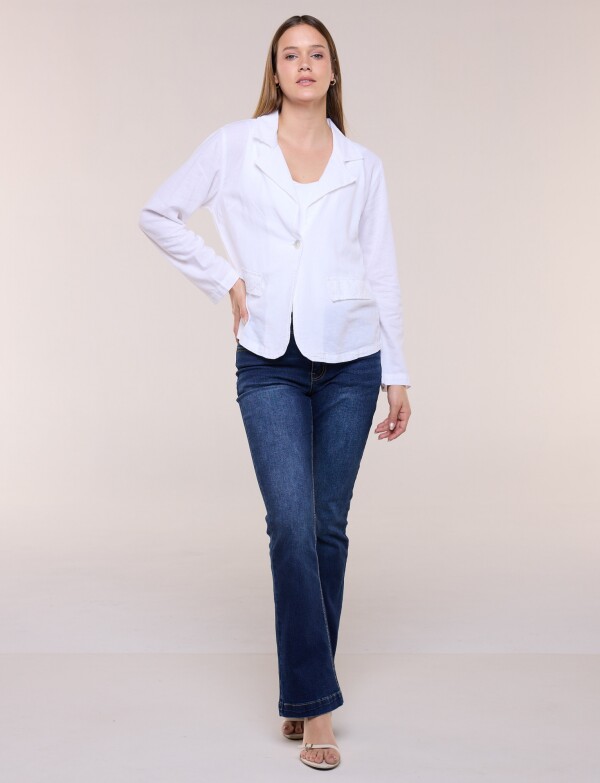 Blazer Lino Broderie BLANCO