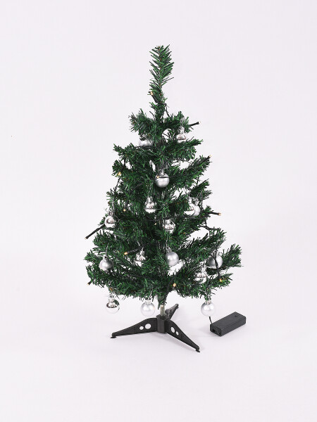 ARBOL DE HOJAS PVC CON CHIRIMBOLOS PLATEADO
