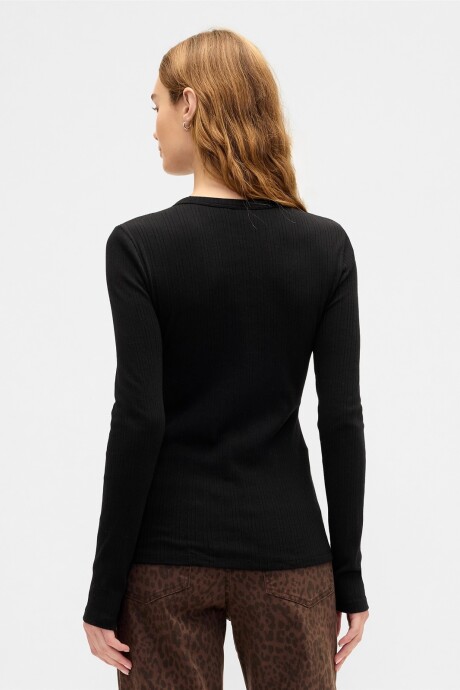 Remera Rib Mujer True Black