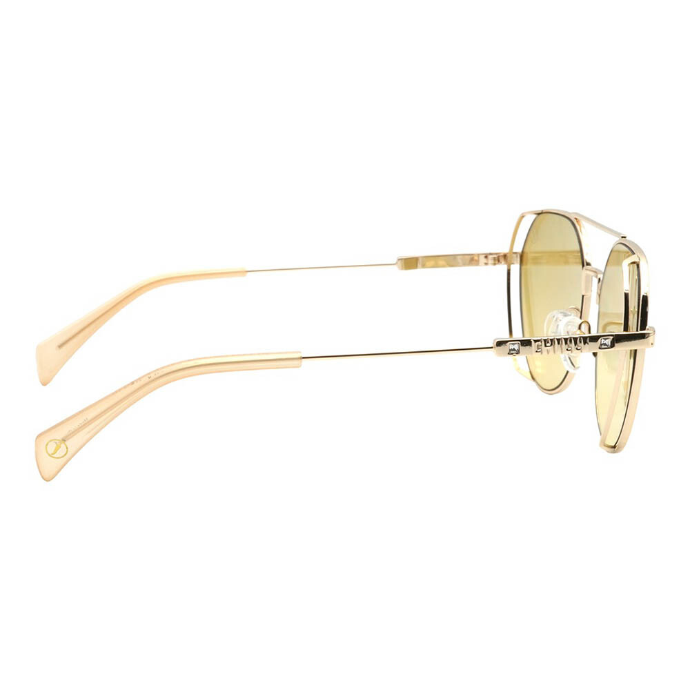Lentes de sol De Acero Inoxidable Redondo Flap Amarillo/Dorado