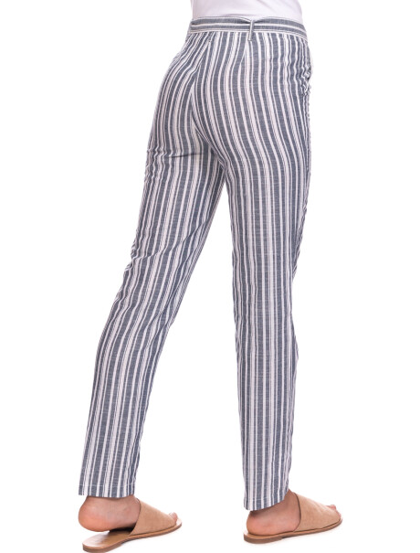 Pantalon Lino rayado azul