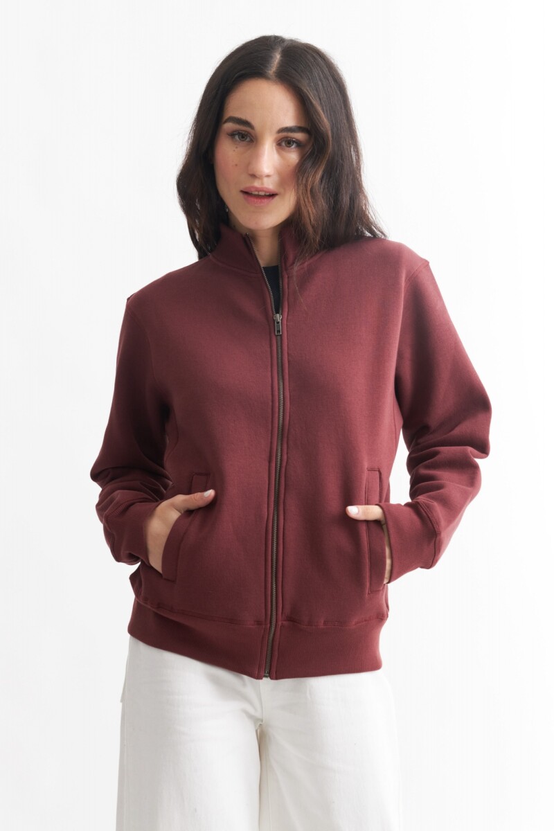 Campera liviana felpa - UNISEX BORDO