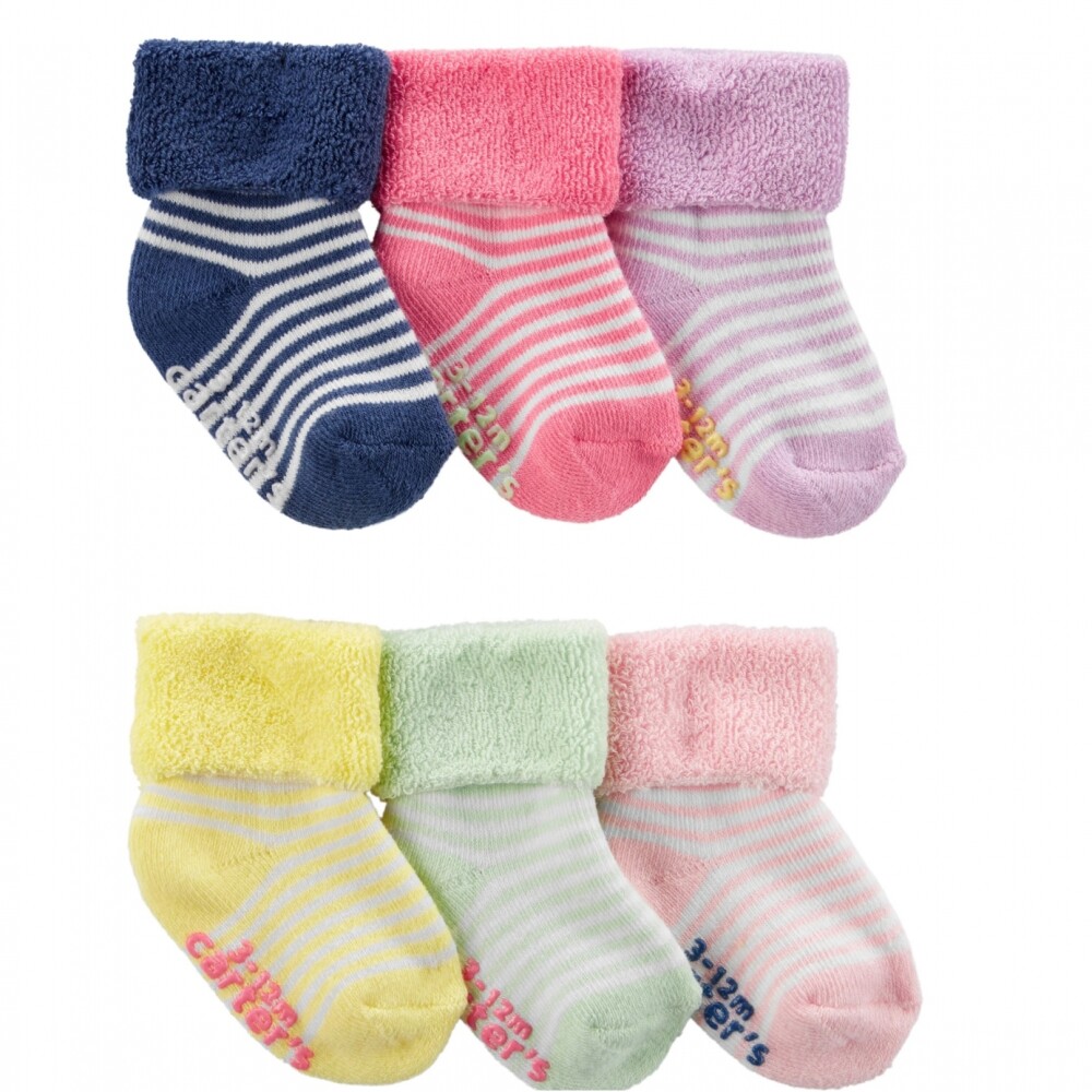 Set Medias Carters x6 Colores rayas Rosa Set Medias Carters x6 Colores rayas Rosa