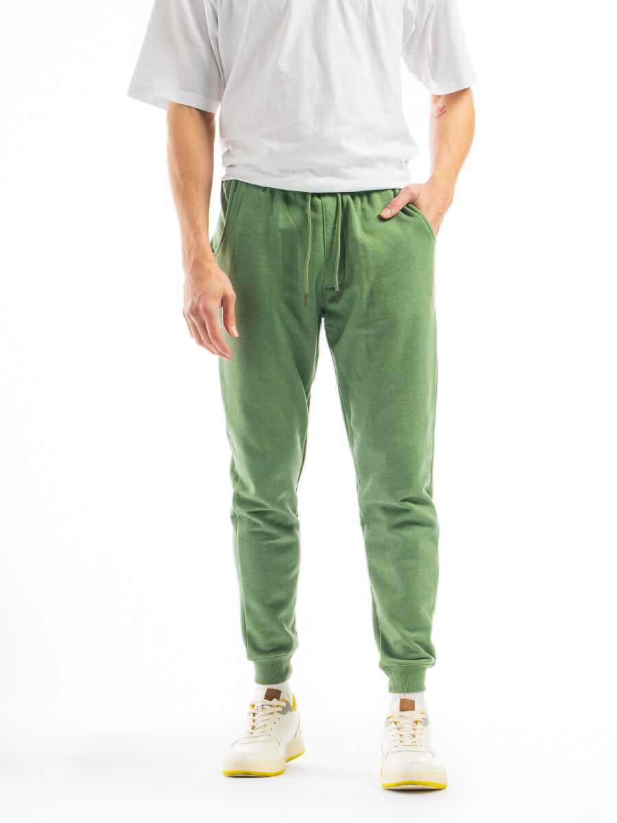 Pantalón Felpa con Puño - Oliva Melange 