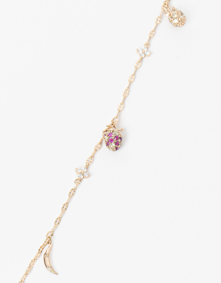 Pulseras Flexibles Strass Pulsera Flexible Frutal Con Cubic Zirconia - Dorado