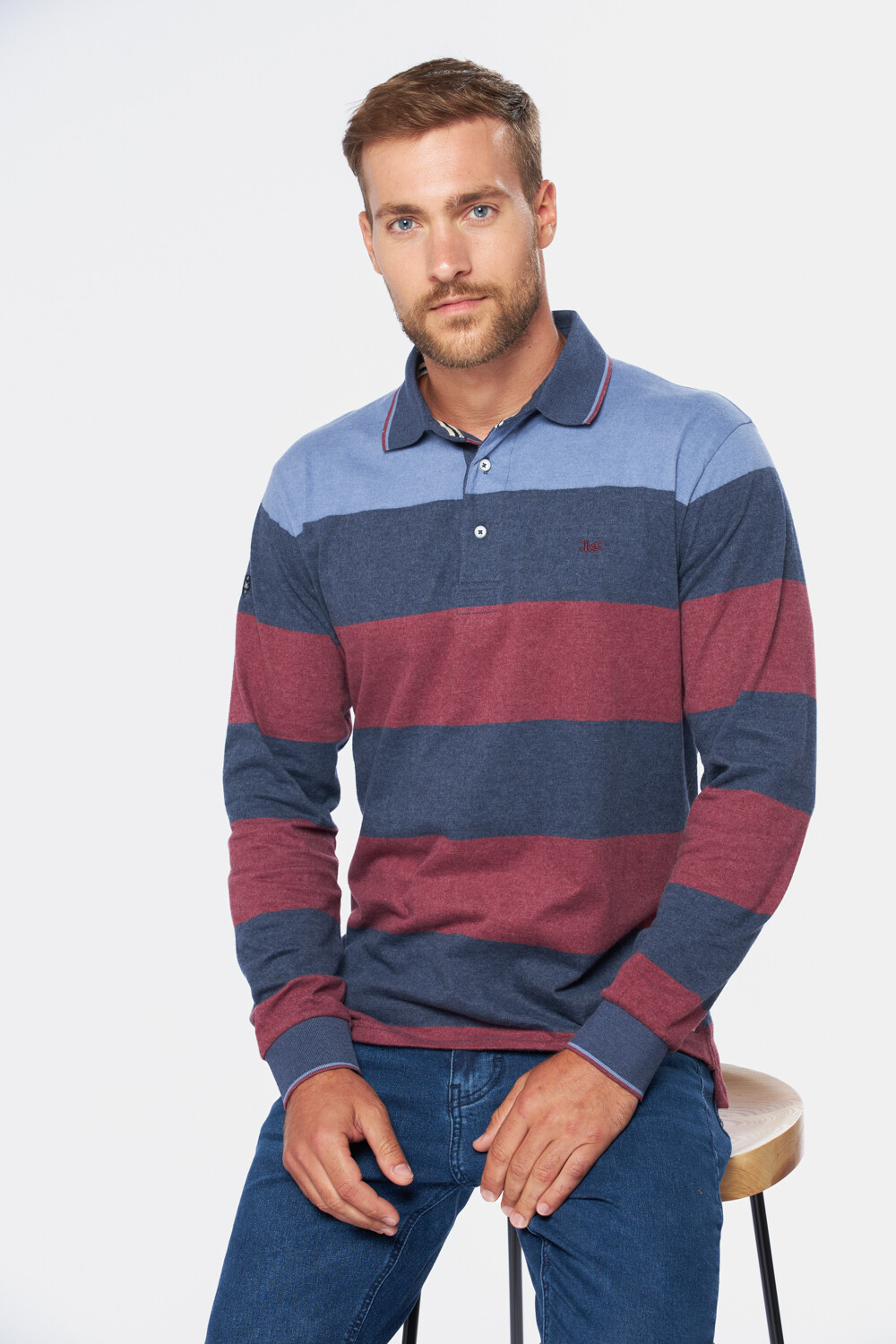 REMERA POLO RAYADA Bordo