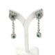 Par de caravanas desmontables oro 18k blanco, brillantes y esmeraldas Par de caravanas desmontables oro 18k blanco, brillantes y esmeraldas