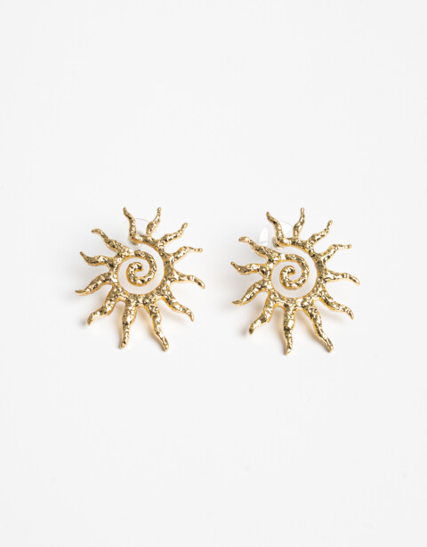 Aros Pasantes Metal Aros Maxi Pasantes Sol - Dorado Oro Amarillo
