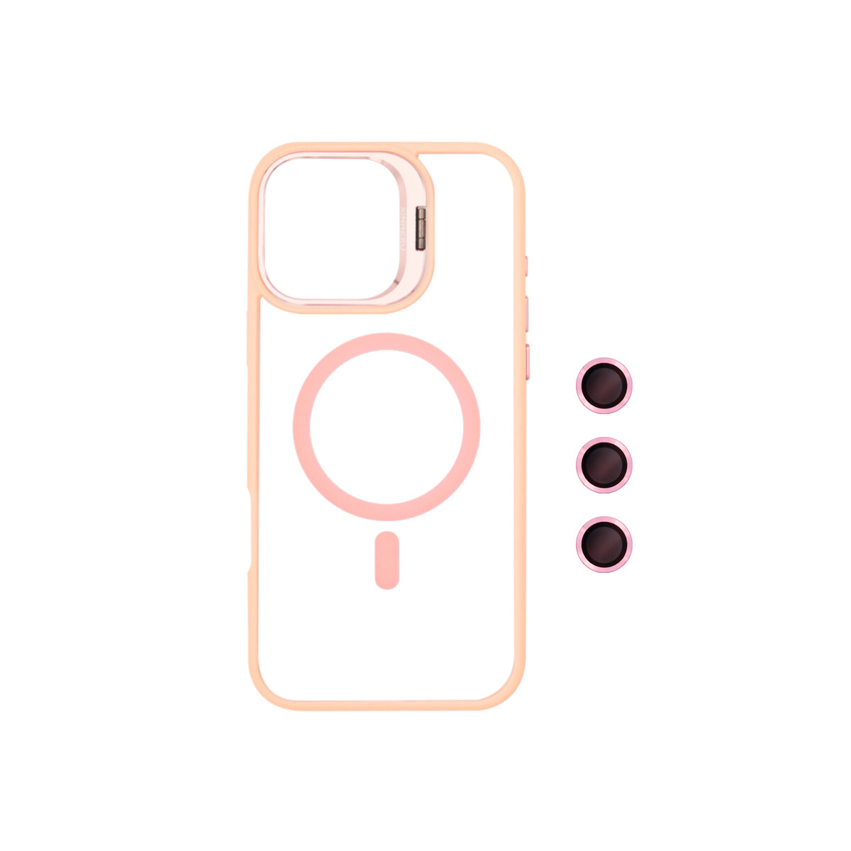 Protector para iPhone 16 Pro con protector cámara rosa 