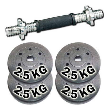 Set Mancuerna Maciza Cromada C/ Rosca + 10kg Pesas Cmb000652