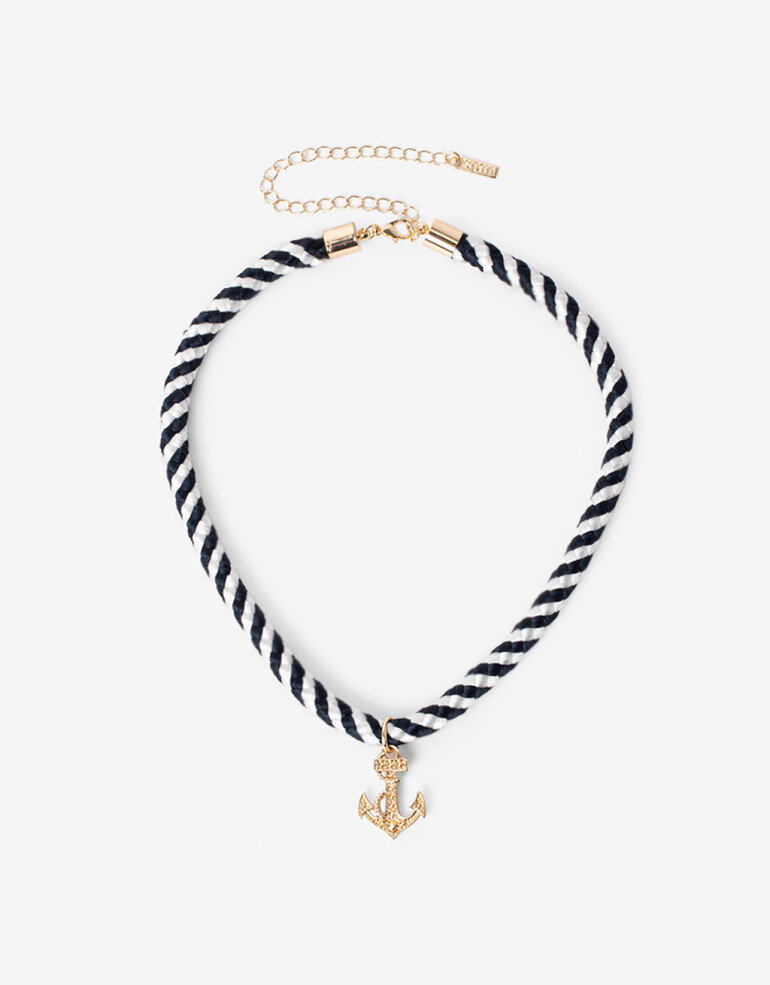 Collares Cortos Cordón Collar Marinero Dije Ancla - Dorado