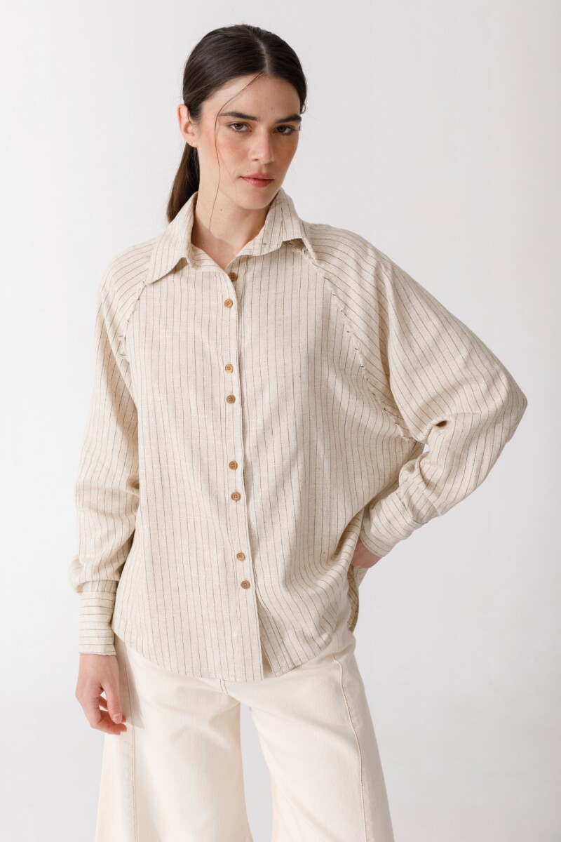 CAMISA RAGLAN - Rayas Beige 
