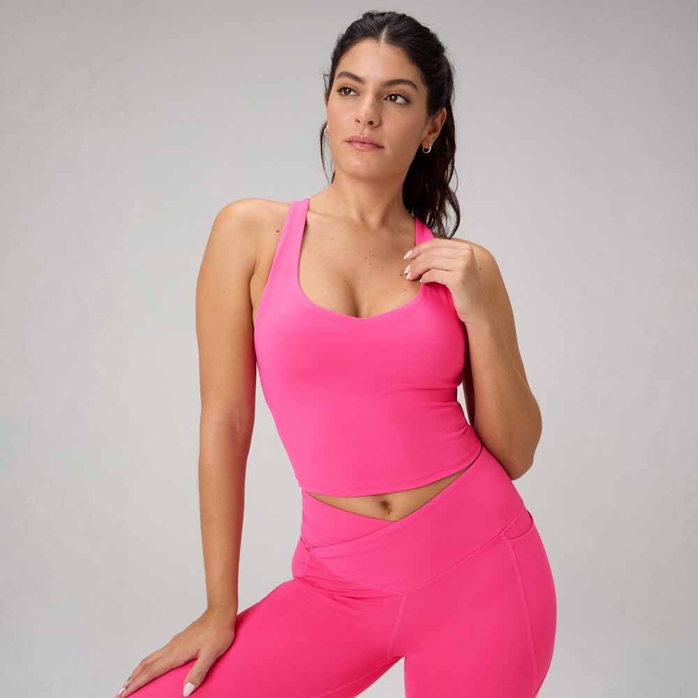 Top Anywhere Cropped Built-In Bra Mujer Pink Crush