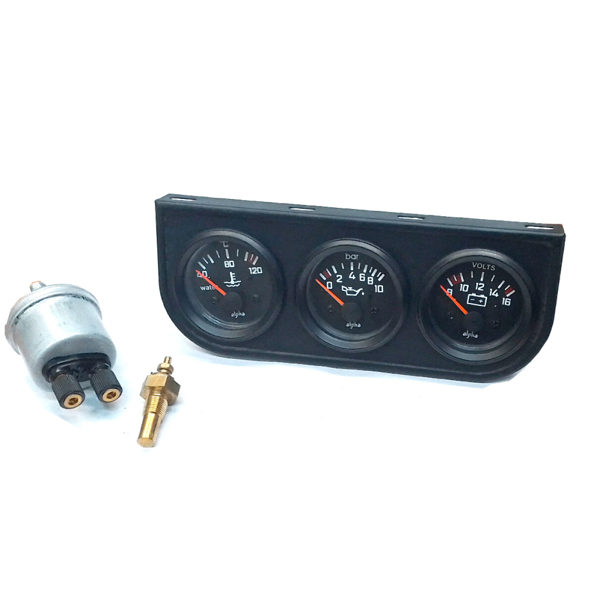 INSTRUMENTO RELOJ MEDIDOR - TRIO TEMP PRESION CON VOLTIMETRO ELECTRICO 12V ALPHA 