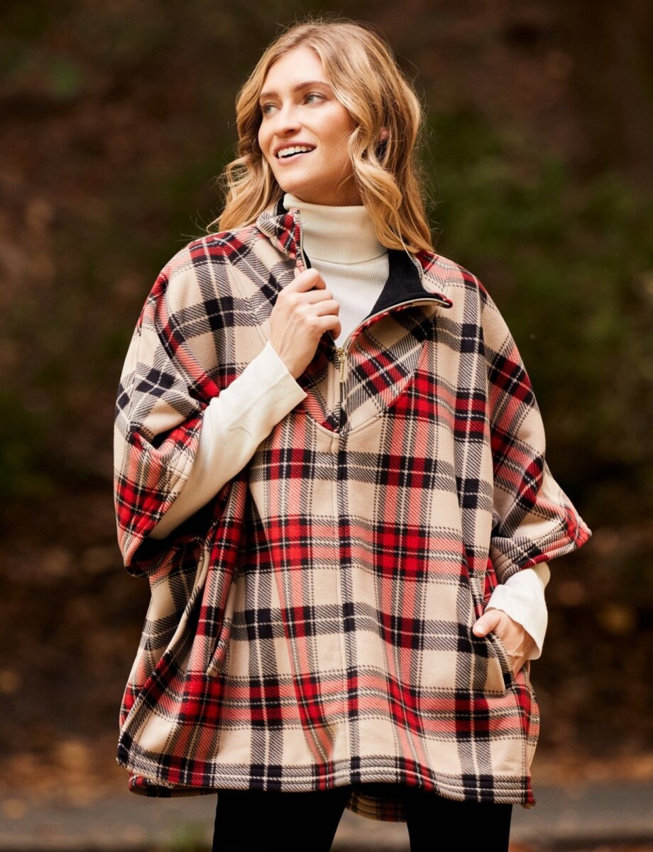 Poncho Zip - Multi/rojo 