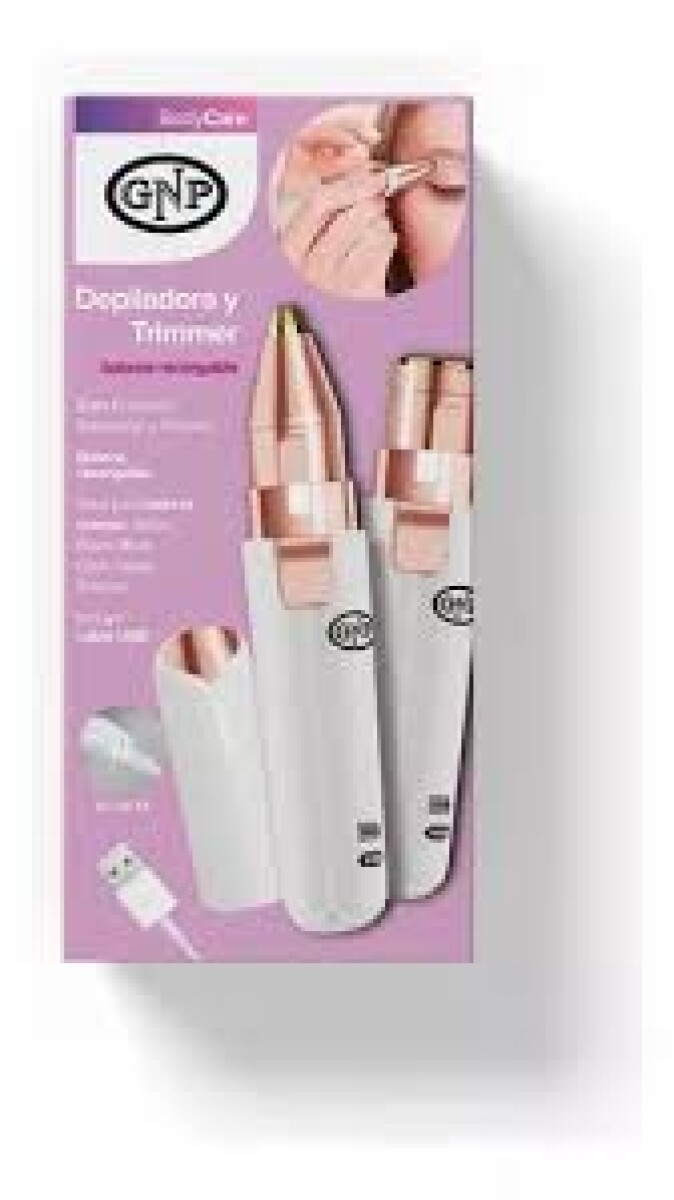 Depiladora Facial Gnp 2 En 1. Recargable Usb Con Luz Y Trimmer 