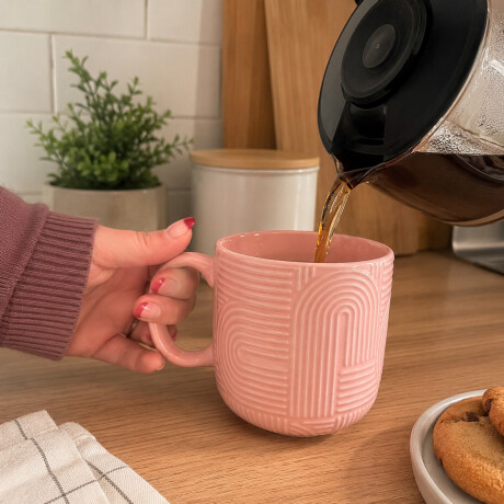Taza de cerámica textura arcos Rosado