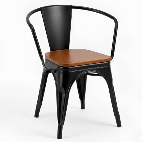 Silla Tolix Metálica Madera Comedor Living Jardín Negro