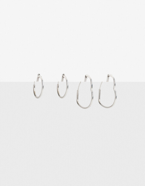 Aros Argollas Set Metal Set De Aros Argolla Plata 925 - Plateado