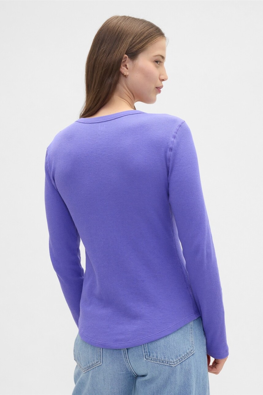 Remera Waffle Manga Larga Mujer Blue Iris 2