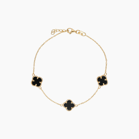 Pulsera en oro 18K estilo Van Cleef con 3 ónix Pulsera En Oro 18k Estilo Van Cleef Con 3 ónix