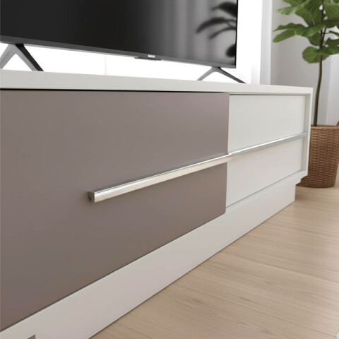 Rack TV 180cm MDP Premium 2 Cajones Metálicos - Blanco/Lacca Rack TV 180cm MDP Premium 2 Cajones Metálicos - Blanco/Lacca