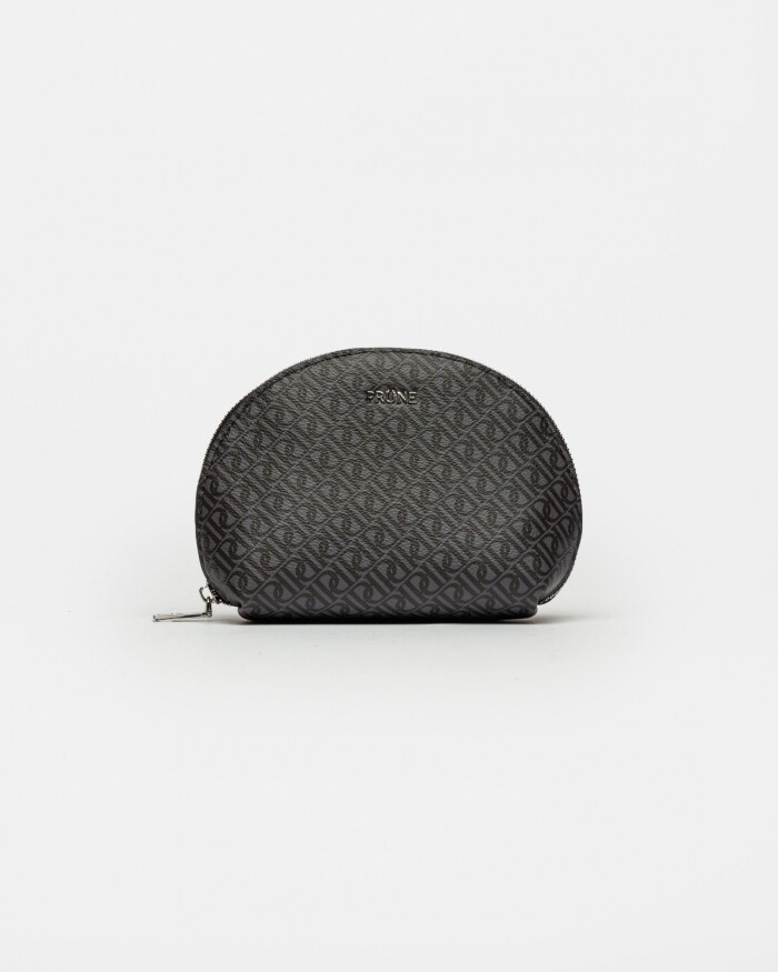 Porta Cosméticos Monogram En Efecto Cuero Estampado Negro