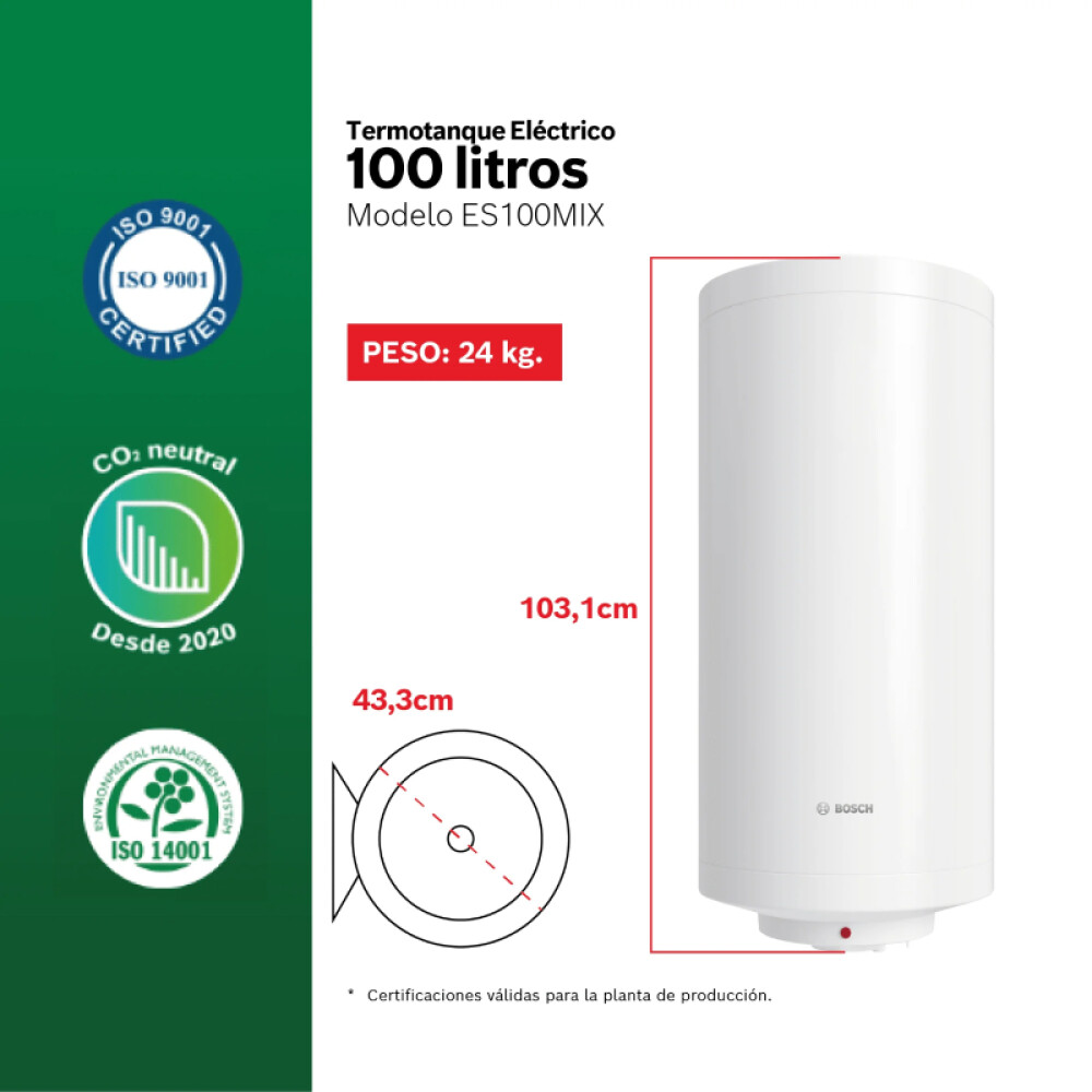 Termotanque de acero eléctrico 100 Lts Termotanque de acero eléctrico 100 Lts