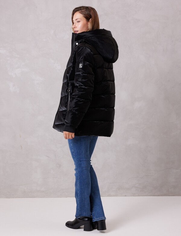 Campera Puffer Satinada NEGRO