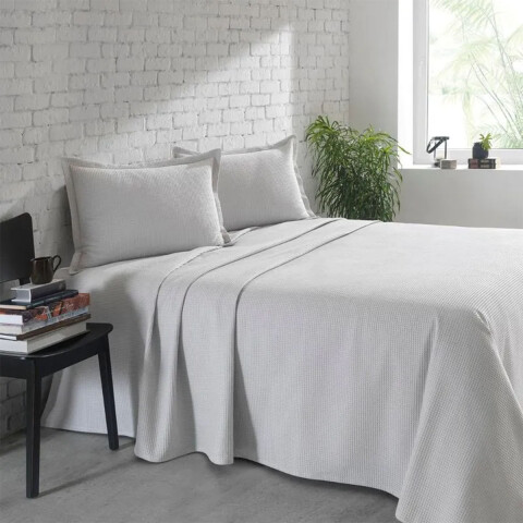Juego Colcha y Funda Piquet Dohler King Size 100% Algodón GRIS PLATA
