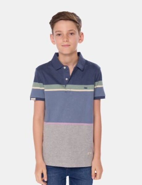 REMERA POLO RAYADA Azul