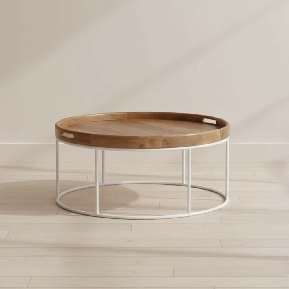 MESA CENTRAL MADERA-Y-METAL NATURAL-BEIGE SYMI NATURAL