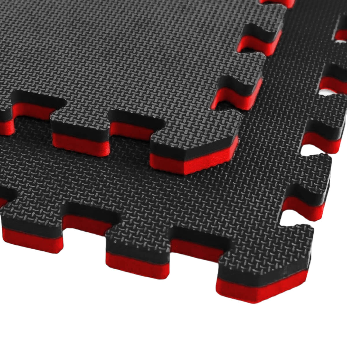 Piso Tatami Goma Eva Encastrable 1x1m 2cm - Negro/Rojo 