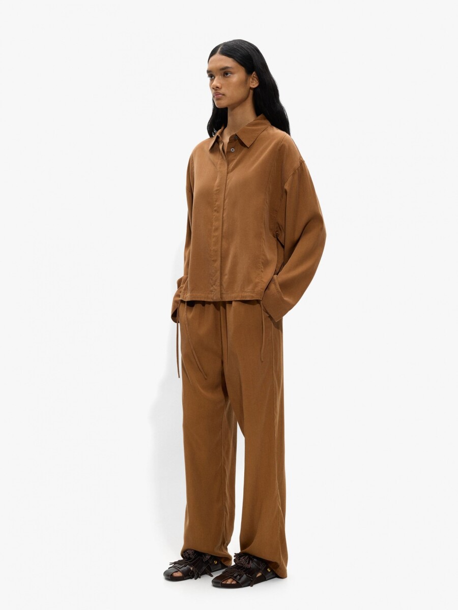 Camisa Lisa 100% Lyocell marron